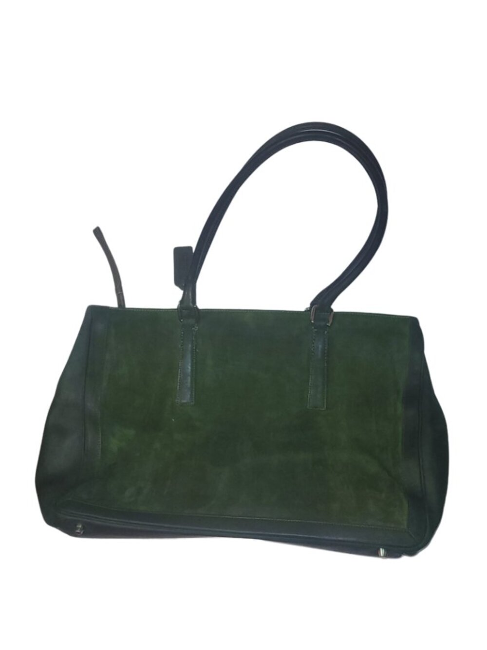 Coach Olive Green Suede Leather Trim Large Zip Tote Shoulder Bag - Picture 6 of 17